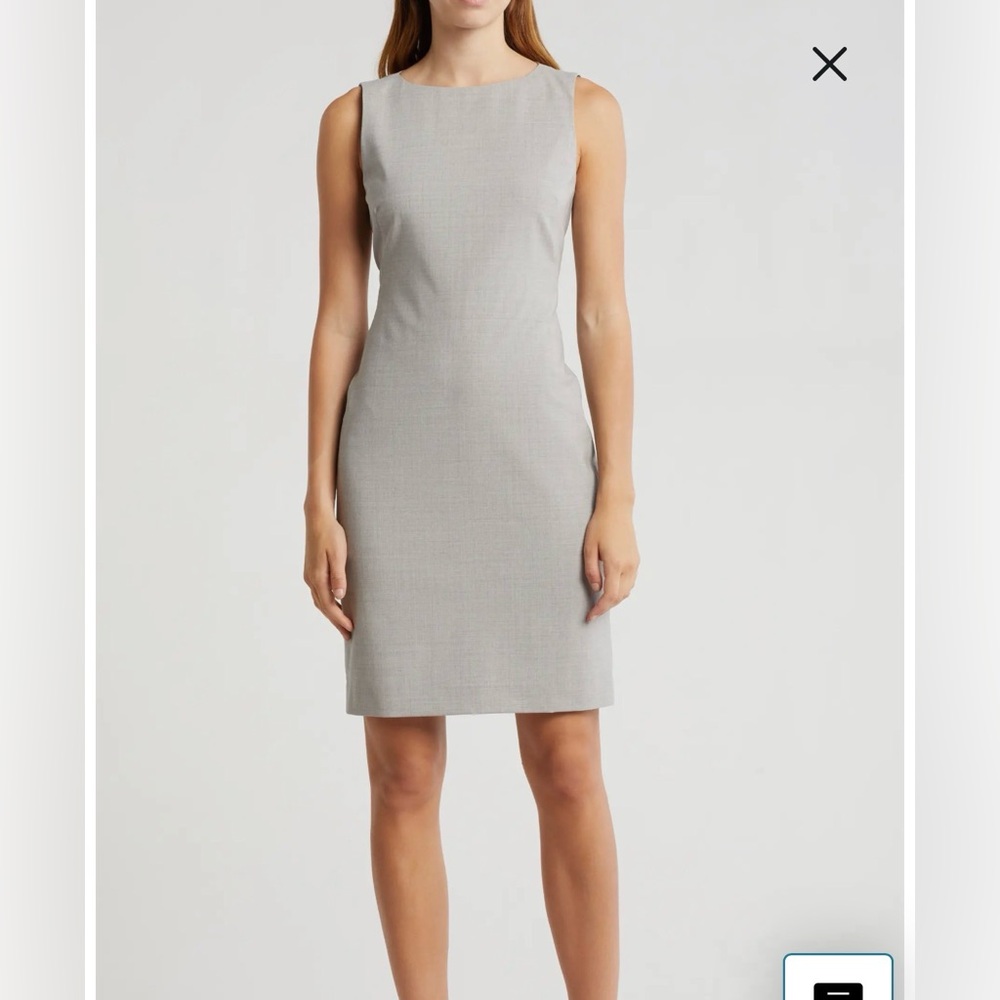 Theory Light Tan/gray Sleeveless Mini Dress
